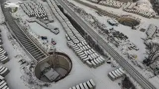 #80Ż ŁÓDŹ BUDOWA TUNELU ŚREDNICOWEGO UL  SKARPOWA 09 01 2026 DRON