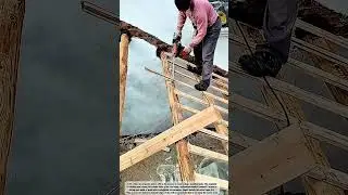 Construction Of The House Frame In Preparation For Roofing #wood #workers #skills #building