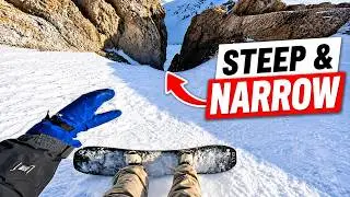 Snowboarding in Chile - Riding Down a Steep & Narrow Chute