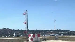 Robinson R22 Helicopter taking off from Torrance Airport 