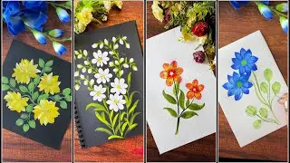 4 Easy one stroke flower painting idea with round brush ||🌸🌸🪻🪻