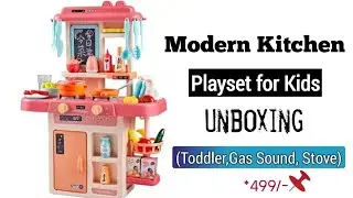 Modern Kitchen playset for kids | kitchen set for toddler, gas sound, light, cooking stove for kids