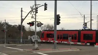 Friars Road & Napa Street Railroad Crossing, MTS 3006 Trolley Light Rail San Diego