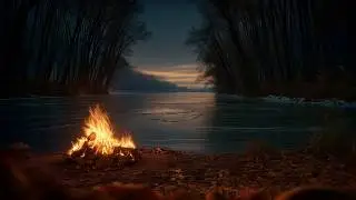 Winter River Campfire at Dusk 🔥🌙 Deep Relaxing Nature Sounds for Sleep