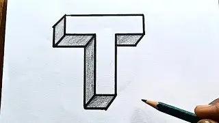How to Draw 3D Letter T | Easy 3D Drawing for Beginners | Kasturimaa Arts 