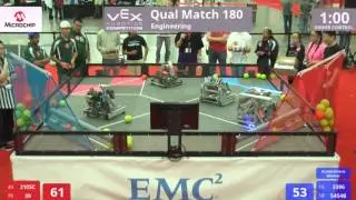 VEX Worlds 2016 - VRC High School - Engineering - Qual 180 (2105C 39) 173 vs 174 (3396 5454B)