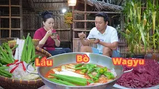 Lẩu Bò Wagyu Ăn Kèm Các Loại Rau Trong Vườn Siêu Ngon