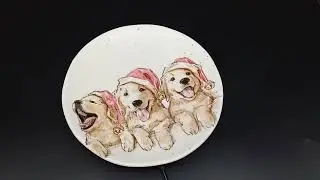 Southern Living Dog Plates Set of 4 Small Stoneware Christmas Holiday Theme