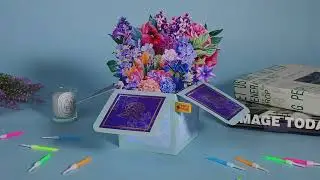 3D Musical Pop-up Card | Purple Hydrangea Flowers Gift Box Design for Birthday, Mother's Day