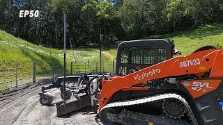 Spreading and leveling sand in a horse arena using laser guided grader attachment EP50