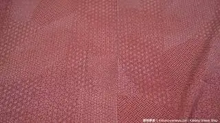 Reddish Orange Edo Komon Kimono - Vintage Silk Japanese Women's Clothing - Asa no Ha Sayagata Kikkou