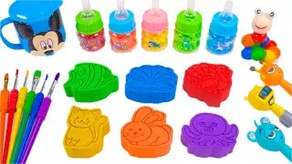 DIY How to make Rainbow Kinetic Sand Animals & Cutting ASMR 🌈 Rainbow Sand ASMR