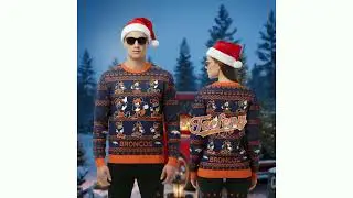 Denver Broncos Mickey Mouse Christmas Sweater Orange Blue On Sale