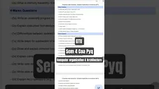 GTU SEM 4 COA PYQ & STUDY MATERIAL 📖 | #gtu #gtuexam #imp #shorts #exam #studymaterial #padlebetaa