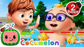 Backyard Water Park! Slip & Slide! | Cocomelon | Science and Nature Cartoons For Kids| Moonbug Kids