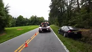 CIVIC IN A DITCH WINCH OUT AND TOW