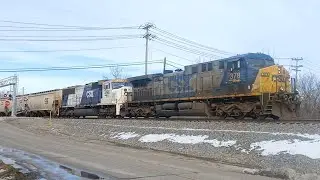 CSX 378 and CSX 4568 Operation Lifesavers 50th lead CSX G765 Grain Train East at Sharonville, OH