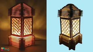 DIY Lamp From Popsicle Sticks || Beautiful Ice Cream Stick Night Lamp Ideas || DIY Lamp Making