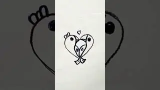 Love Birds Drawing from Heart ❤️ | Easy Art #shorts
