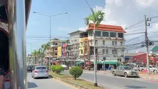 Songteo Taxi riding along Thappraya Road, Pattaya, Thailand, April 2024