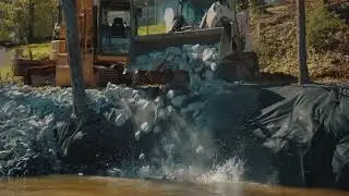Rip rapping shoreline