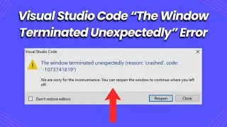 Visual Studio Code “The Window Terminated Unexpectedly” Error