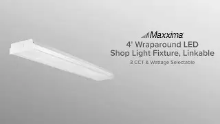 Maxxima 4 ft. LED Shop Light Wraparound Fixture, Linkable, Selectable CCT/Wattage, up to 6800 Lumens