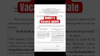 NORCET 8 Vacancy Update!! #norcet #norcetmcq #norcetaiimsmcq #ytshort #shortsfeed #shortsvideo
