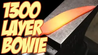 Forging My First Damascus Knife Part 2 - The Blade  - 1300 Layer Bowie