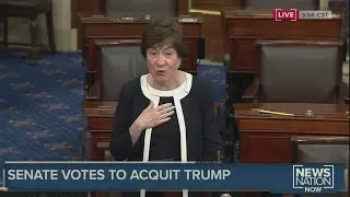 Sen. Susan Collins (R-Maine) speaks after Trump's acquittal