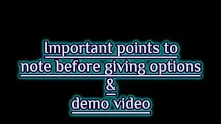 Imp  points to note before giving options for special allotment,demo video for option registration