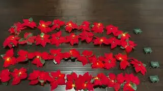 Lighted String Poinsettias