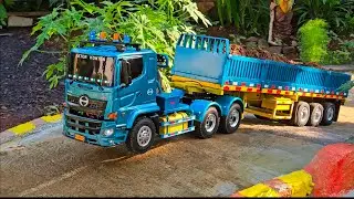 AKSI KE 64 ‼️ Pembuangan Puing Galian RC Truk Hino Trailer vs Tronton Angkut Tanah Selip Di Tanjakan