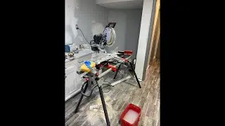 Doing bathroom molding to complete this laundry bathroom carpentry work