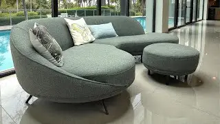 This Curved Designer Corner Suite Looks Unreal, Full Lounge Set With Chaise, Chair And Ottoman