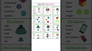 List of adjectives | Describing words #grammar #english #adjectives