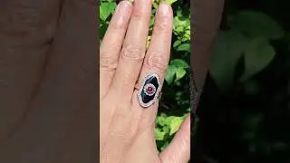 Ruby Onyx and Diamond Art Deco Style Dinner Ring