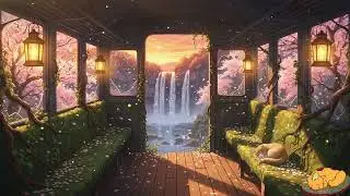 Inside the Train 🚆 Peaceful Sleeping Cat in Lost Japan | Lofi Chill Beats