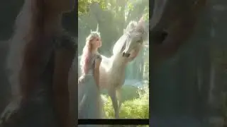 A girl in a forest who looks like lady Amalthea and tells people to believe in unicorns.