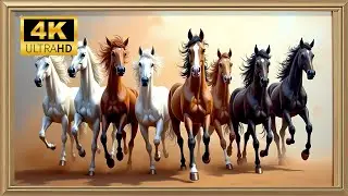 Eight Horses Feng Shui Vintage Art &mdash; Wealth, Power & Victory | Frame TV Display [4K UHD]