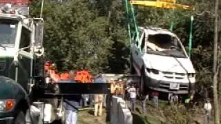 Speedcrane and Century 20 Series 24' Steel 2007 Peterbilt 340 - demo recovery of van over guardrail.
