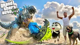 Franklin Saves Shinchan And Chop From Godzilla In GTA 5