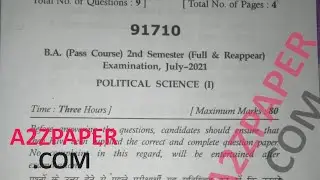 Mdu BA 2nd Sem Political Science Question Paper 2021