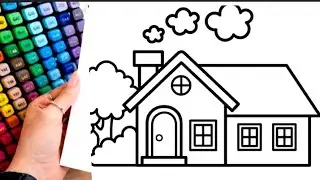 How to draw kids house drawing Santhini137 kids coloring #kidsdrawing  kidscoloring book kids learn 