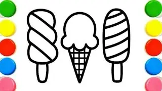 How To Draw cute Ice-cream Drawing, Painting & Coloring For Kids and Toddlers_ Child Art🌈