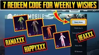 Pubg Mobile | New 7 Redeem Code For Weekly Wishes Event | Get Free Outfits