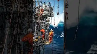 Rogue Wave Smashes Into Offshore Oil Rig &mdash; Workers Hang On for Life!