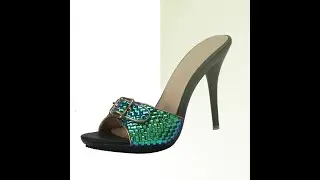 JUST ARRIVED - 20% OFF - Green Flashy Snake Skin Pattern Slip-On Heels at BalSata.com