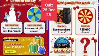 Daily Amazon Quiz Time/KBC Quiz/Christmas Special Quiz/Pi Referral sunilksaini 25 Dec 25