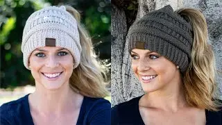 Soft Knit Ponytail Messy Bun Beanie